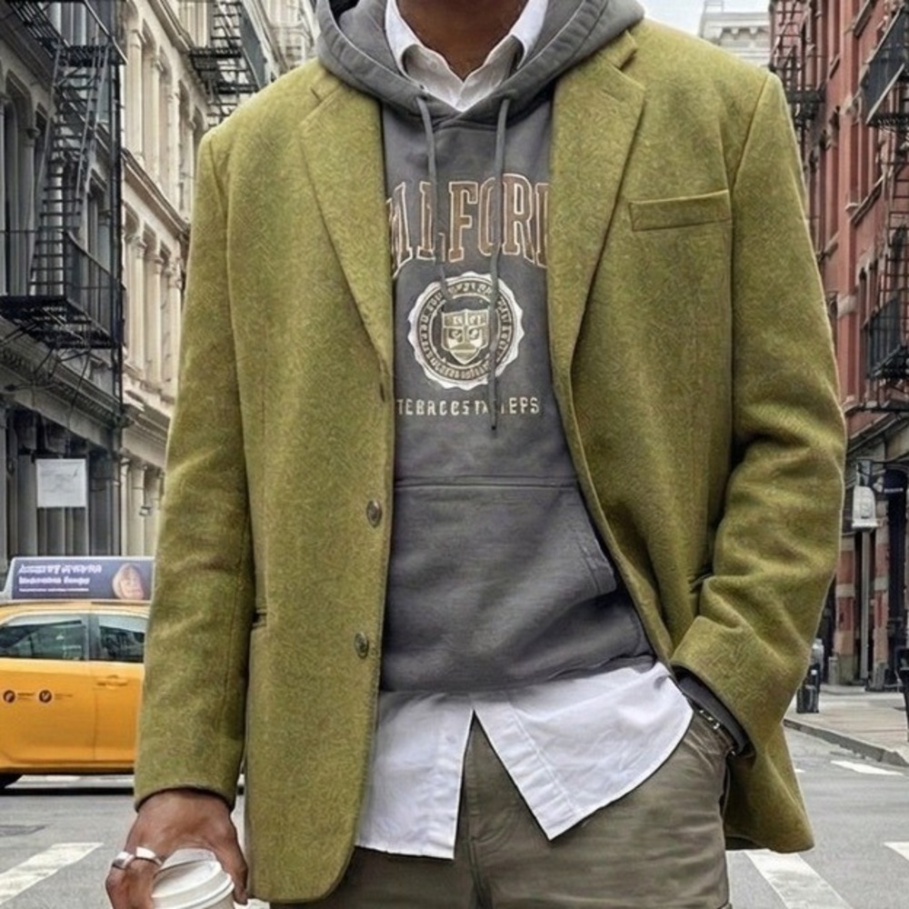 GAP VTG Mensβ Wool Blend Blazer Medium Olive Green Preppy Academia Career Wrk